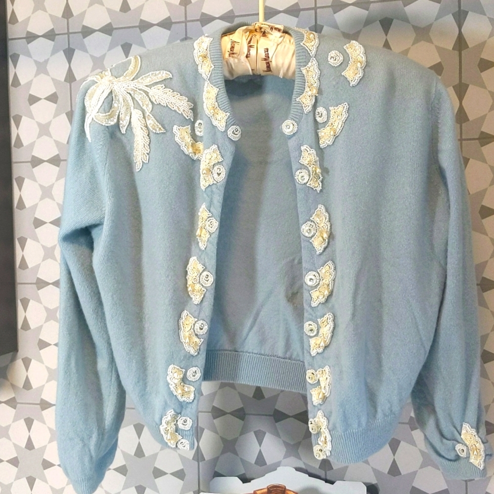 Pringle of Scotland Vintage Cashmere Cardigan Embellished Size S